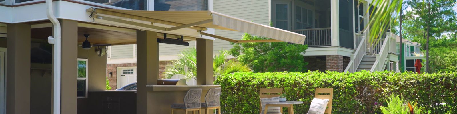 An awning installed at a Charleston, SC home